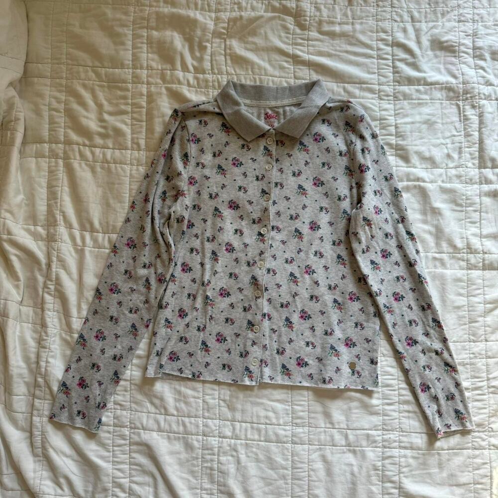 Justice girls xxl 16 18 Floral preppy polo‎ shirt Cottagecore preppy